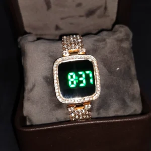 New Trend Fashion Steel Chain Diamond Women Watch — Full Diamond Touch Screen LED Bracelet